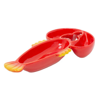 Ceramic Lobster Tapas Dish, 25cm Red Shellfish Coastal Snack Serving Platter