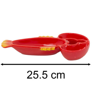 Ceramic Lobster Tapas Dish, 25cm Red Shellfish Coastal Snack Serving Platter
