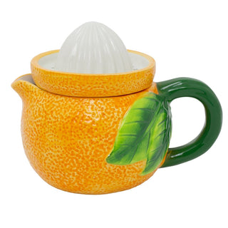 Ceramic Orange Juicer Jug with Reamer Lid, 780ml Manual Citrus Squeezer