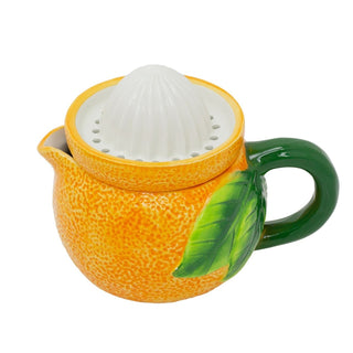 Ceramic Orange Juicer Jug with Reamer Lid, 780ml Manual Citrus Squeezer