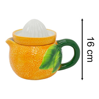 Ceramic Orange Juicer Jug with Reamer Lid, 780ml Manual Citrus Squeezer
