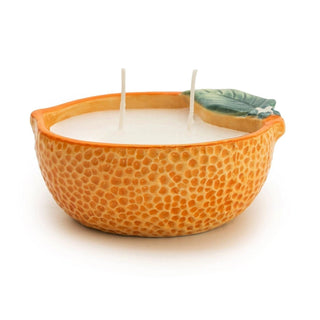Ceramic Orange - Shaped Scented Candle | Citrus Fragrance Dual Wick Candle & Pot