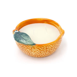Ceramic Orange - Shaped Scented Candle | Citrus Fragrance Dual Wick Candle & Pot