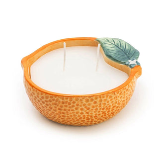 Ceramic Orange - Shaped Scented Candle | Citrus Fragrance Dual Wick Candle & Pot