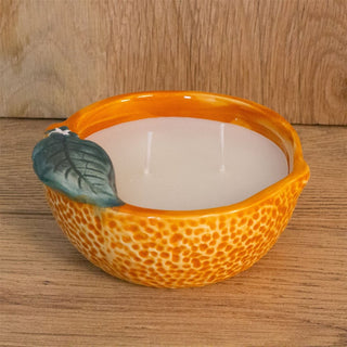 Ceramic Orange - Shaped Scented Candle | Citrus Fragrance Dual Wick Candle & Pot