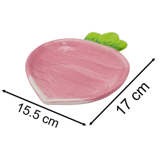 Ceramic Radish Snack Dish, 15cm Side Plate, Vegetable Tapas Plate for Appetisers