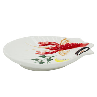 Ceramic Shell - Shaped Seafood Platter | Lobster & Mussels Serving Dish 20x18cm