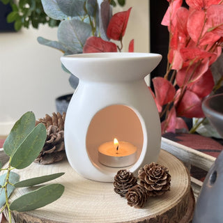 Ceramic Tealight Candle Holder Essential Oil Burner ~ White