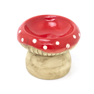 Ceramic Toadstool Oil Burner | Rustic Mushroom Tea Light Wax Melt Burner - 9.5cm