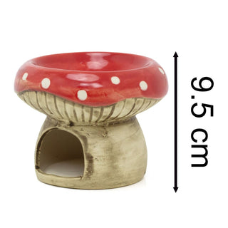 Ceramic Toadstool Oil Burner | Rustic Mushroom Tea Light Wax Melt Burner - 9.5cm
