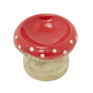 Ceramic Toadstool Oil Burner | Rustic Mushroom Tea Light Wax Melt Burner - 9.5cm