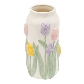 Ceramic Tulip Vase, 22cm 3D Flower Vase for Artificial and Dried Flowers