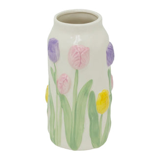 Ceramic Tulip Vase, 22cm 3D Flower Vase for Artificial and Dried Flowers