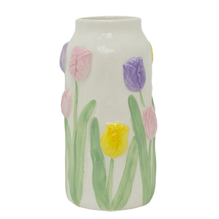 Ceramic Tulip Vase, 22cm 3D Flower Vase for Artificial and Dried Flowers