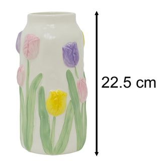 Ceramic Tulip Vase, 22cm 3D Flower Vase for Artificial and Dried Flowers