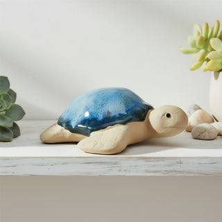 Ceramic Turtle Ornament, 14cm Sea Turtle Figurine Nautical Shelf Decoration
