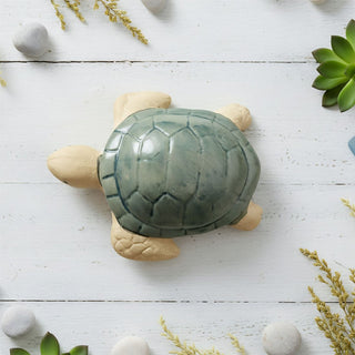 Ceramic Turtle Ornament, 14cm Sea Turtle Figurine Nautical Shelf Decoration