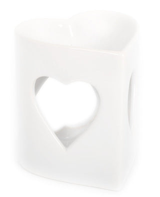 Ceramic White Heart Fragrance Oil Burner ~ Heart Incense Burner