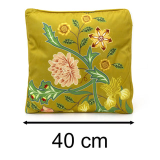 Sussex Yellow Floral Fabric Scatter Cushion | Cushion for Sofa, Bed, Chairs 40cm