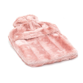 Pink Faux Fur Pom Pom Hot Water Bottle