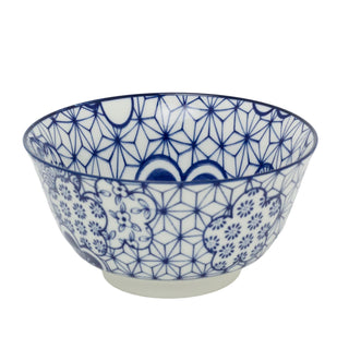 Japanese Style Blue and White Ceramic Bowl, 11.5cm Footed Tapas Snack Bowl