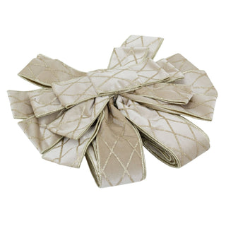 Champagne Gold Tree Top Bow with Long Streamer | Fabric Christmas Tree Topper