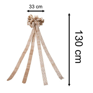 Champagne Gold Tree Top Bow with Long Streamer | Fabric Christmas Tree Topper