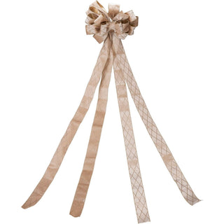 Champagne Gold Tree Top Bow with Long Streamer | Fabric Christmas Tree Topper