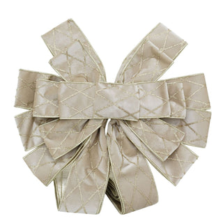 Champagne Gold Tree Top Bow with Long Streamer | Fabric Christmas Tree Topper