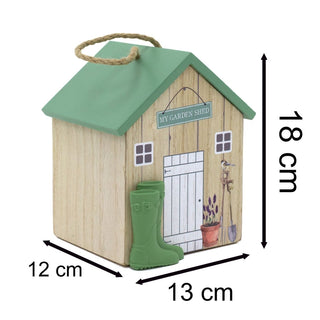 Charming Wooden Shed Doorstop | Cute Wood Door Stop with Jute Handle - 18x15cm