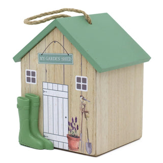 Charming Wooden Shed Doorstop | Cute Wood Door Stop with Jute Handle - 18x15cm