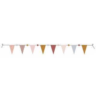 Childrens Fabric Pompom Bunting | 8 Pennant Flag Line Bunting Banner For Kids