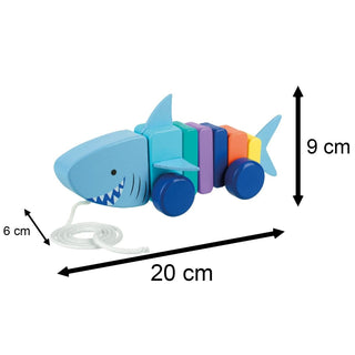 Childrens Pull Along Toy Shark | Wooden Push And Pull Along Toy For 1 Year Olds
