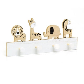 Children's Safari Animal Coat Rack | Kids Jungle Wall Mounted Wooden Coat Hooks