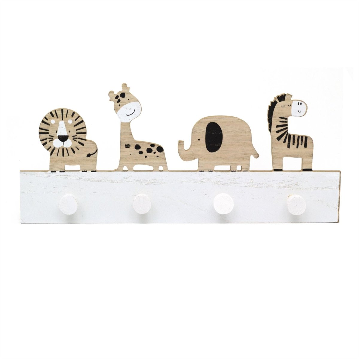Children's Safari Animal Coat Rack Kids Jungle Wall Mounted Wooden Coat Hooks