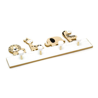 Children's Safari Animal Coat Rack | Kids Jungle Wall Mounted Wooden Coat Hooks