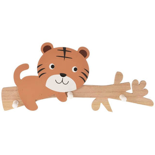 Childrens Wooden Animal Coat Rack | Wall Mounted Kids Bedroom Wall Hooks - Tiger
