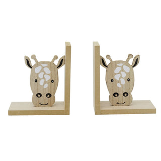 Children's Wooden Giraffe Book Ends, 17x30cm Kids Jungle Safari Animal Bookends
