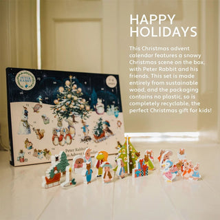 Children's Wooden Peter Rabbit Christmas Advent Calendar | Wood Advent Calendar Advent Calendar For Kids | Peter Rabbit Playset Advent Calendar