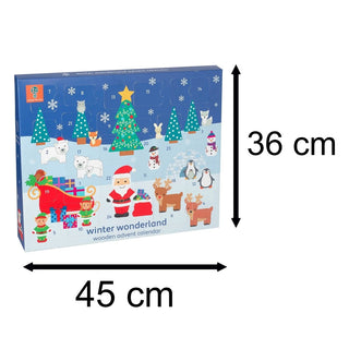 Children's Wooden Winter Wonderland Christmas Advent Calendar | Wood Advent Calendar Advent Calendar For Kids | Santa Claus Playset Advent Calendar