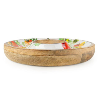 Chips and Dip Serving Platter, 31cm Large Mango Wood Chip & Dip Serving Tray