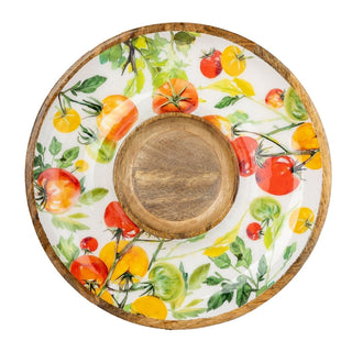 Chips and Dip Serving Platter, 31cm Large Mango Wood Chip & Dip Serving Tray