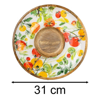 Chips and Dip Serving Platter, 31cm Large Mango Wood Chip & Dip Serving Tray