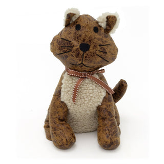 Chloe Cat Doorstop | Novelty Faux Leather Cat Door Stop with Ribbon 1.5kg - 26cm
