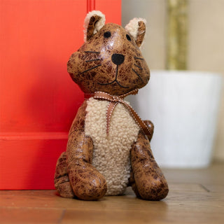 Chloe Cat Doorstop | Novelty Faux Leather Cat Door Stop with Ribbon 1.5kg - 26cm