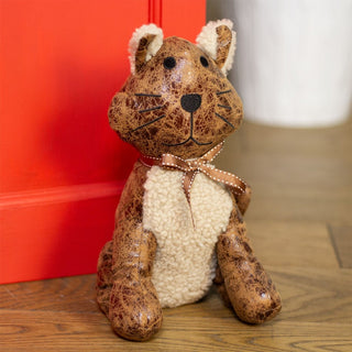 Chloe Cat Doorstop | Novelty Faux Leather Cat Door Stop with Ribbon 1.5kg - 26cm