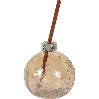 Christmas Bauble Drinking Jar | Novelty Glass with Straw for Festive Drinks