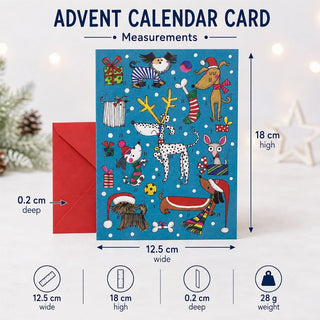 Christmas Dogs Advent Calendar Greetings Card with Envelope, 18cm 24 Door Card