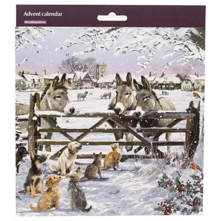 Christmas Donkeys Traditional Picture Advent Calendar, 21.3cm Square
