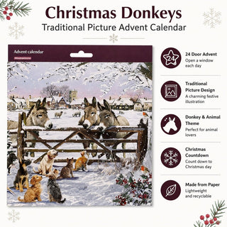 Christmas Donkeys Traditional Picture Advent Calendar, 21.3cm Square